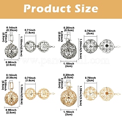 8 шт. 4 стиля подвесок из латуни с полыми круглыми клетками&nbsp;KK-YW0004-37