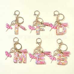 Буквы a~z прозрачные блестящие брелки из смолы с подвеской&nbsp;KEYC-FZ00024-22