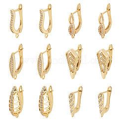 Латунные серьги-кольца из прозрачного кубического циркония&nbsp;KK-TA0002-87