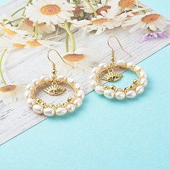 Orecchini pendenti in ottone con perle di perle&nbsp;EJEW-JE04568-01
