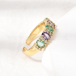 Манжеты из латуни с микро паве кубический цирконий для женщин&nbsp;RJEW-K312-07G