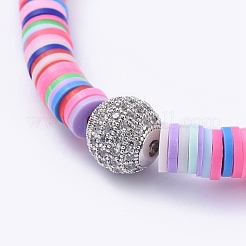 Bracelets extensibles faits main en pâte polymère heishi&nbsp;BJEW-JB05097-02