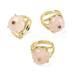 Anillos abiertos tipo brazalete con microengaste de circonita cúbica (color aleatorio)&nbsp;RJEW-D347-02G-07