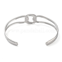 Не тускнеющий полый прямоугольный браслет-манжета из нержавеющей стали 304 для женщин&nbsp;BJEW-D061-03P