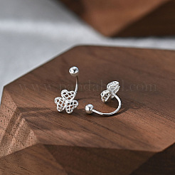 S999 ファインシルバースタッドピアス  クローバー  銀  7x8mm&nbsp;EJEW-A127-01S