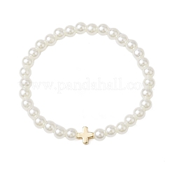 3 pcs 3 styles ccb imitation perle blanche jade perles bracelets ensembles&nbsp;BJEW-JB11055