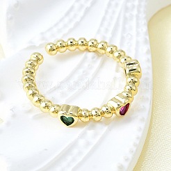 Открытые манжеты из латуни с микропаве и цирконием для женщин RJEW-F179-01G