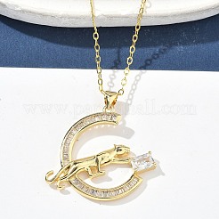 Ожерелья с подвеской из латуни с микропаве и прозрачным кубическим цирконием для женщин NJEW-S449-01B-G