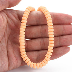 手作り樹脂粘土ビーズ連売り  ジュエリー工芸用品のDIY用  フラットラウンド  桃パフ  6~7x3mm  穴：1.5mm  約113~116個/連  15.55インチ〜16.14インチ（39.5~41cm）&nbsp;CLAY-N008-130
