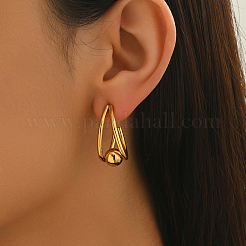 Серьги-гвоздики в форме капли с круглыми деталями из нержавеющей стали UU4012