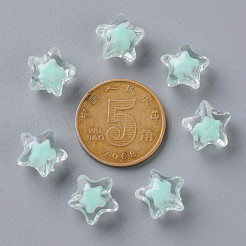 透明なアクリルビーズ  二層ビーズ  多面カット  スター  アクアマリン  10.5x11x7mm  穴：2mm  約1280個/500g&nbsp;TACR-S152-01A-SS2111