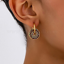 Плоские круглые латунные эмалевые серьги-кольца FS-WGAAD75-01