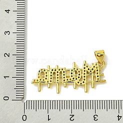 母の日 本物の 18K ゴールドメッキ真鍮マイクロパヴェランダムカラーキュービックジルコニアペンダント  カドミウムフリー＆ニッケルフリー＆鉛フリー  ワードママ  カラフル  15x32x2mm  穴：5x3.5mm&nbsp;KK-H472-06D-G01