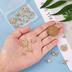 20個5スタイル真鍮ペンダント  混合図形  18KGP本金メッキ  8~20x8~17x2~4.5mm  穴：0.8~1.6mm  4個/スタイル&nbsp;KK-SZ0001-77