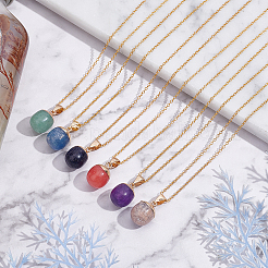 12 шт. 12 стильных позолоченных подвески из смешанных драгоценных камней&nbsp;G-OC0003-16