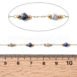 Круглозвенные цепи ручной работы из натурального лазурита и синтетического хаулита и нержавеющей стали 316&nbsp;CHS-L033-07G-03