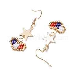 Подвески в форме сердца из стеклянного бисера ручной работы EJEW-MZ00414