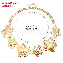 Сплав большой маленький текстурированный цветок звено цепи ожерелья для женщин&nbsp;FS-WG4F9B9-01