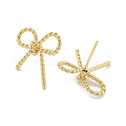 Женские серьги-гвоздики из латуни с бантом и стойкой&nbsp;EJEW-Z051-09G