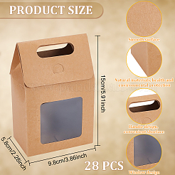 Складные бумажные подарочные пакеты с дырявой ручкой и пластиковым видимым окошком ABAG-WH0044-35A