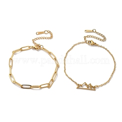 Catene a graffetta in acciaio inossidabile 304 e set di bracciali a catena a maglie&nbsp;AJEW-U005-05E-G