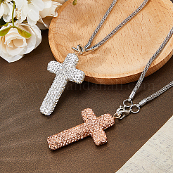 2 шт. 2-цветный железный крест-подвесной кулон со стразами&nbsp;IFIN-FH0001-95