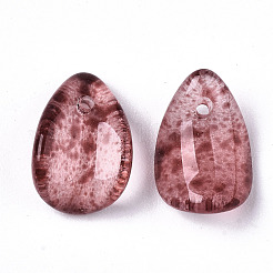 透明スプレー塗装ガラスチャーム  花弁  オールドローズ  12x8x4.5mm  穴：1mm&nbsp;GLAA-T016-36-A01