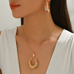 Элегантные европейские серьги и ожерелья с микропаве из кубических цирконий в форме овала для женщин&nbsp;EX4624-2