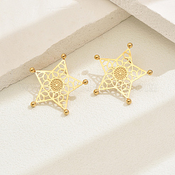 Полые серьги-гвоздики из нержавеющей стали в форме звезды&nbsp;BW4018