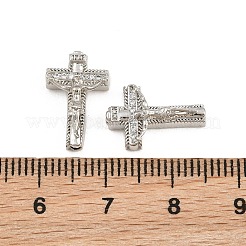 イースター 真鍮製マイクロパヴェ クリアキュービックジルコニアペンダント  十字架のチャーム  カドミウムフリー＆鉛フリー  プラチナ  15x10x4mm  穴：1.2mm&nbsp;CU-CBADC6C-10P-03