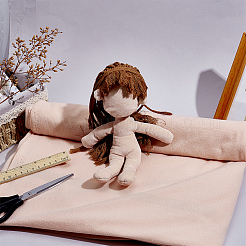 ポリエステル人形の皮の生地  服装アクセサリー  diyの枕の漫画のおもちゃのため  ビスク  1500x1500mm&nbsp;DIY-WH0060-33A