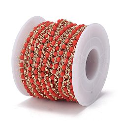 Латунные граненые стеклянные цепочки ручной работы из бисера&nbsp;CHC-F012-04A