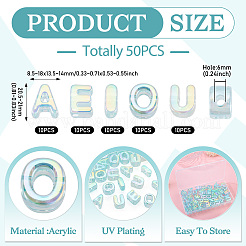 50 pièces 5 styles placage uv arc-en-ciel perles acryliques irisées&nbsp;OACR-TA0004-93A