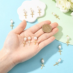 12 подвеска из натурального культивированного пресноводного жемчуга и 201 из нержавеющей стали&nbsp;PALLOY-YW00147