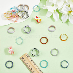 3 estilo de anillos de resina y acrílico para mujer&nbsp;RJEW-SC0001-23