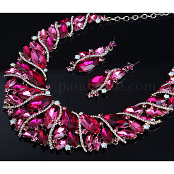 Collane con ciondolo in strass in lega e set di orecchini pendenti a goccia per donna&nbsp;WG99E9F-01