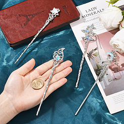 4 шт. 4 стиля палочки для волос из сплава и смолы в тибетском стиле&nbsp;OHAR-SC0001-14