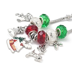 4 шт. 4 стиля рождественской тематики стеклянные и сплавные европейские бусины браслеты наборы для женщин BJEW-JB11198