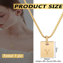 Collier avec pendentif rectangulaire en forme de lettre en acier inoxydable 1 pièce&nbsp;NJEW-LP0001-34Y-G