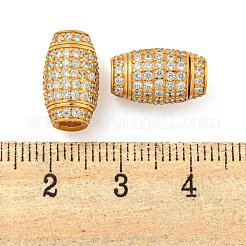 ラインストーンの留め金が付いたスターリングシルバー925個  ドラム  18KGP本金メッキ  14x8x8mm  穴：4mm&nbsp;STER-B005-40G