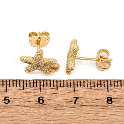 Латунные серьги из микро-паве прозрачного кубического циркония&nbsp;EJEW-D328-03G-02