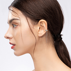 4 шт. 3 стильных пластиковых серьги-каффы с имитацией жемчуга и хрустальными стразами EJEW-FI0001-30