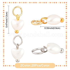 40 Stück 2 Farben ABS-Imitationsperlenanhänger&nbsp;PALLOY-YW00193