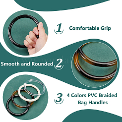 8 шт. 4-х цветные плетеные ручки для сумок из ПВХ DIY-PH0022-36