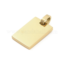 304ステンレススチール製刻印入りブランクタグペンダント  イオンプレーティング（ip）  長方形チャーム  ゴールドカラー  18x12x2mm  穴：5x3mm&nbsp;STAS-Z126-03G-01