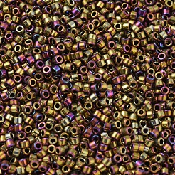 MIYUKIデリカビーズ小  シリンダー  日本製シードビーズ  15/0  （dbs0029)メタリックゴールデンオリーブアイリス  1.1x1.3mm  穴：0.7mm  約175000個/袋  50 G /袋&nbsp;SEED-X0054-DBS0029