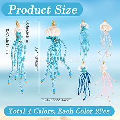 8 Stück 4 Farben synthetischer Türkis & blauer Spinell & natürlicher Howlith & Rosenquarz & Magnesit Seestern & große Quallenanhänger aus Glasperlen&nbsp;FIND-SC0021-21