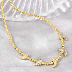 Collane in ottone con micro pavé di zirconi cubici trasparenti&nbsp;KK-CBA4547-15G