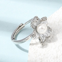 Verstellbare Fingerringe aus Messing mit Mikropavé-Fassung aus Zirkonia und Emaille&nbsp;CU-CBABA66-01A-P