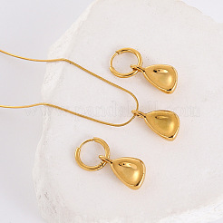 Комплекты из серег-колец и ожерелий с подвесками в форме капли из нержавеющей стали 304 JV5633-3